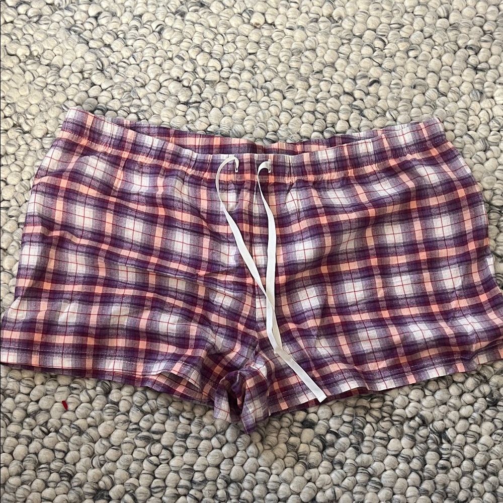 Life Is Good Checkered Lounge Shorts - Purple and Pink